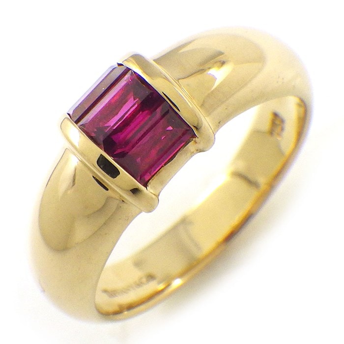 ティファニー Tiffany & Co. リング スタッキング バゲットカット ルビー K18YG 9号 【中古】