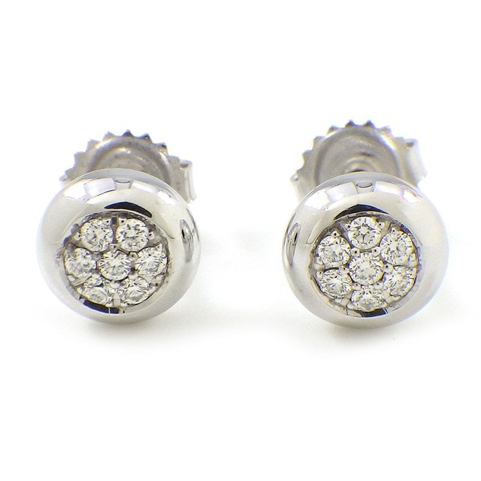 ジョージジェンセン Georg Jensen ピアス オーロラ ラウンド パヴェ ダイヤモンド K18WG 【中古】