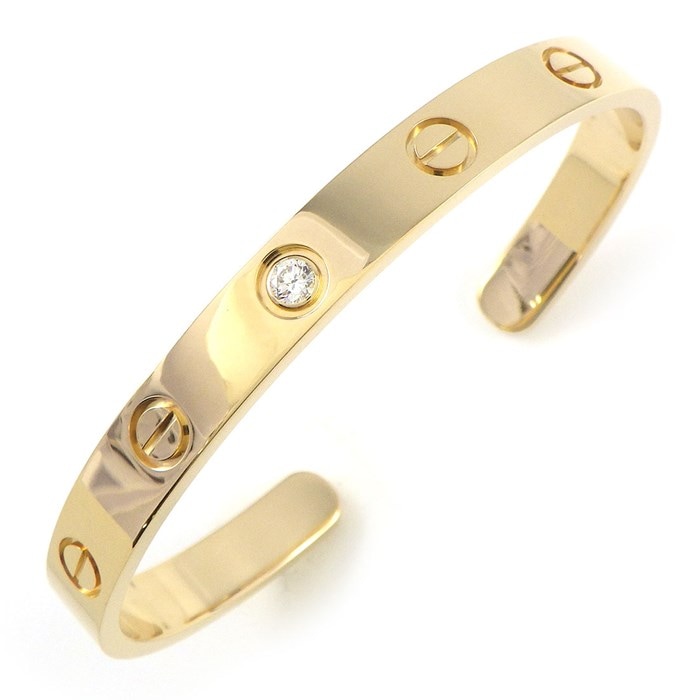カルティエ Cartier バングル ラブ B6029816 オープン 1ポイント ダイヤモンド K18YG / #16 【中古】