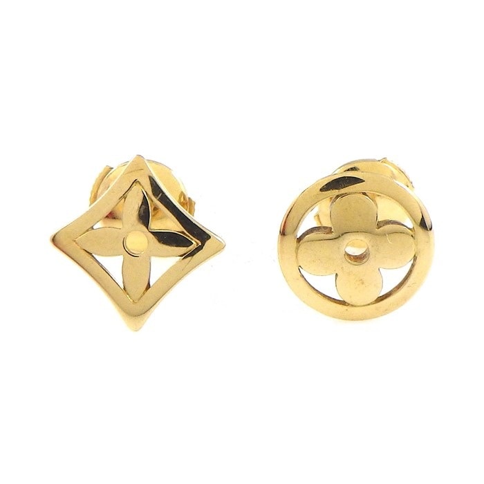 ルイ・ヴィトン LOUIS VUITTON ピアス ピュス モノグラム レジーユ Q96140 スター フラワー K18YG 【中古】