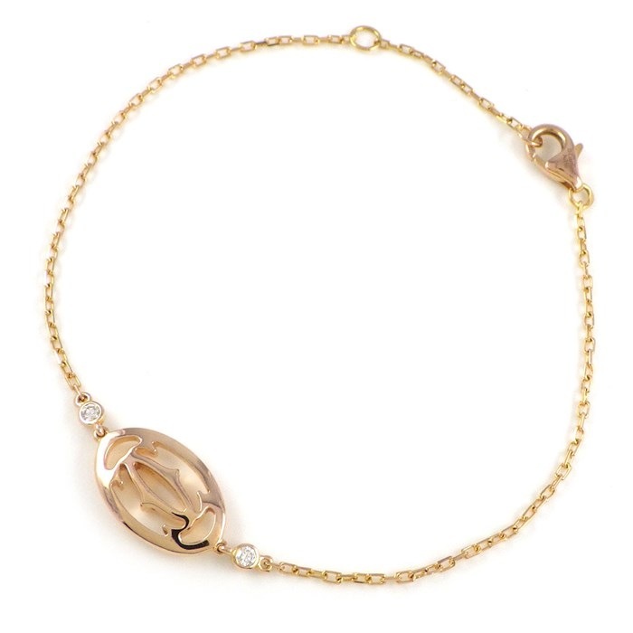 カルティエ Cartier ブレスレット ロゴ ドゥーブル B6038000 2ポイント ダイヤモンド 計0.04ct K18PG 【中古】