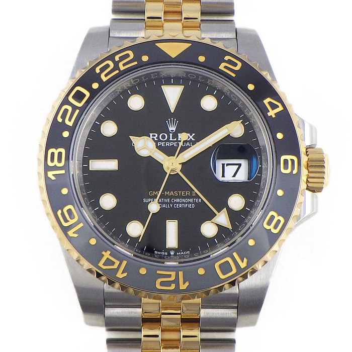 ロレックス Rolex 腕時計 GMTマスターII 126713GRNR ブラック文字盤 黒 ルーレット刻印 カレンダー 夜光インデックス 回転ベゼル SS K18YG セラミック 自動巻き 【箱・保付き】 【中古】