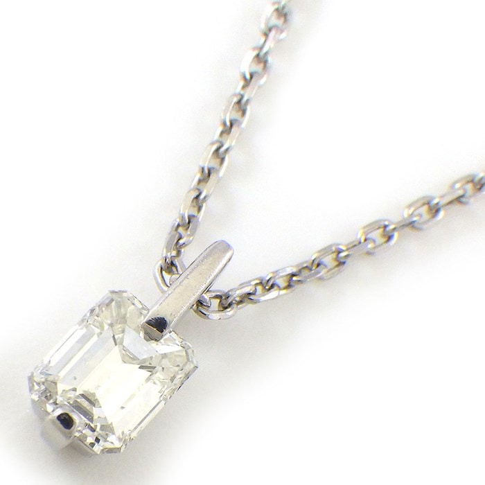 【ダイヤモンド】 ネックレス 1ポイント エメラルドカット ダイヤモンド 0.4ct PT900 PT850 【中古】