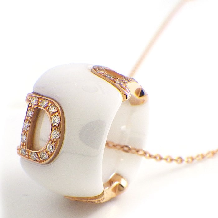 ダミアーニ DAMIANI ネックレス Dアイコン ディーアイコン ダイヤモンド K18PG ホワイト セラミック 白 【箱・保付き】 【中古】