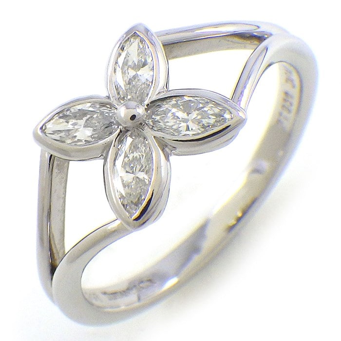 ティファニー Tiffany & Co. リング ビクトリア リーフ フラワー 4ポイント マーキスカット ダイヤモンド PT950 6.5号 【中古】