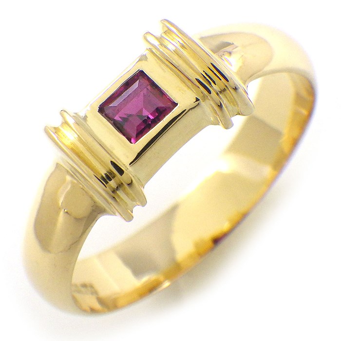 ティファニー Tiffany & Co. リング スタッキング プリンセスカット ルビー K18YG 10号 【中古】