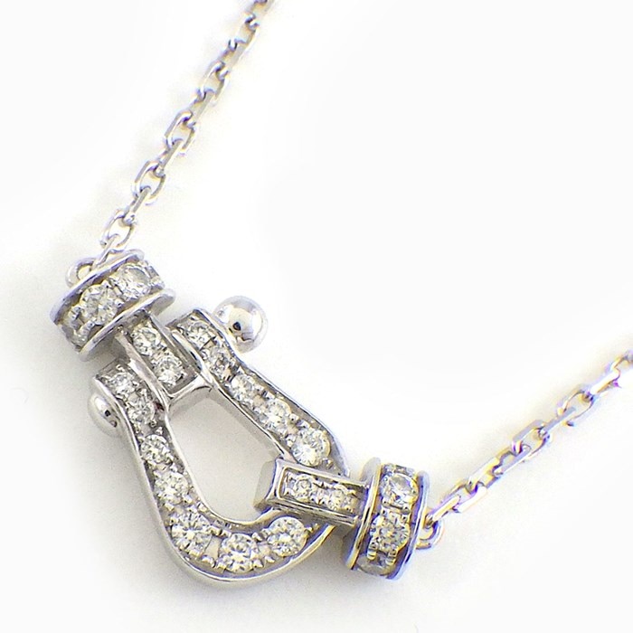 フレッド FRED ネックレス フォース10 スモールモデル 7B0281 フル パヴェ 14ポイント ダイヤモンド 計0.06ct K18WG 【中古】
