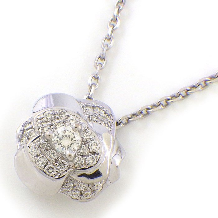 シャネル CHANEL ネックレス カメリア パヴェ ダイヤモンド K18WG 【中古】