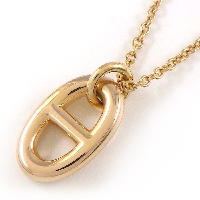 エルメス HERMES ネックレス シェーヌ ダンクル ファランドール オーバルチェーン 1リンク K18PG 【中古】