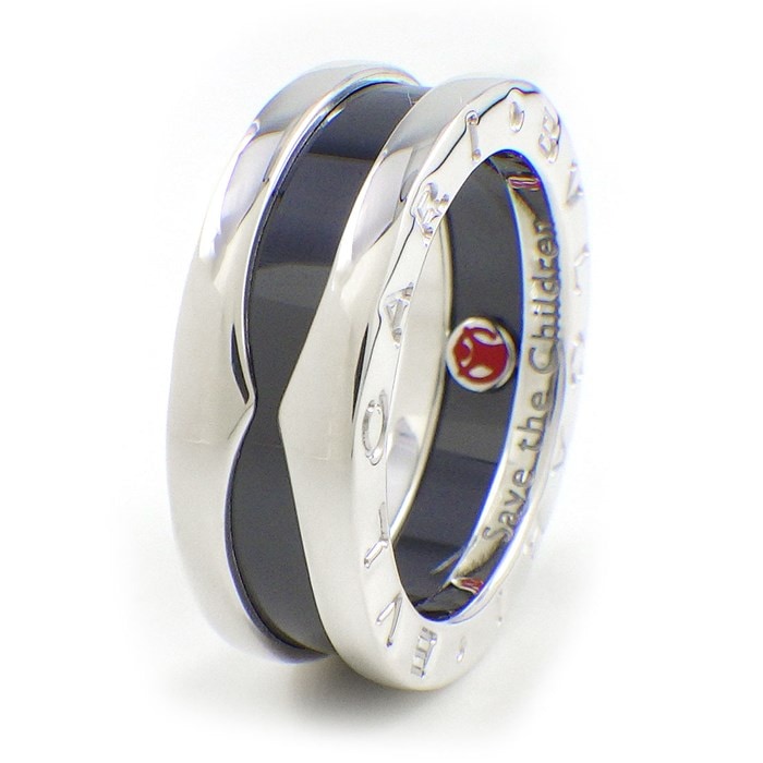 ブルガリ BVLGARI リング B-zero1 ビーゼロワン セーブザチルドレン 子供 支援 チャリティ SV925 セラミック 黒 7.5号 / #48 【中古】