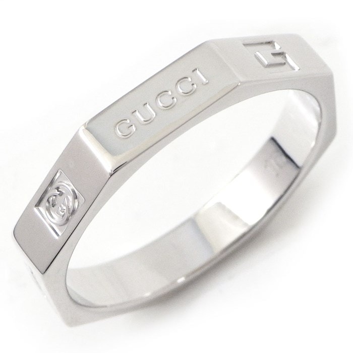 グッチ GUCCI リング オクタゴナル GG ロゴ アイコン K18WG 15号 / #16 【中古】