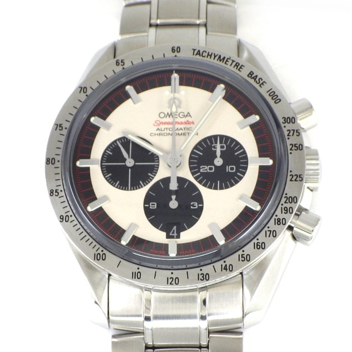 オメガ OMEGA 腕時計 スピードマスター レーシング M.シューマッハ レジェンド 3559.32.00 世界6000本限定 タキメーター クロノグラフ クロノメーター スモールセコンド デイト 夜光針・インデックス アイボリー文字盤 SS 自動巻き 【箱・保付き】 【中古】