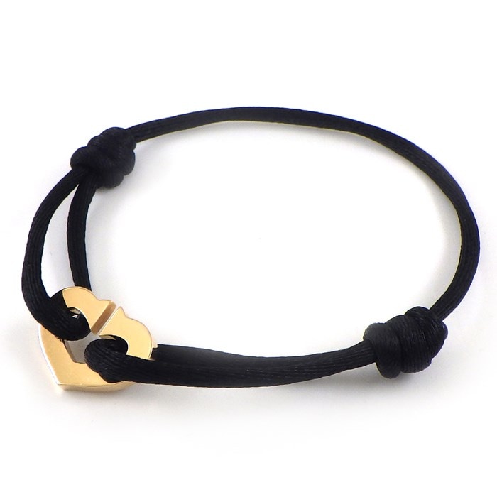 カルティエ Cartier ブレスレット Cハート K18PG ブラック コットン コード 【中古】