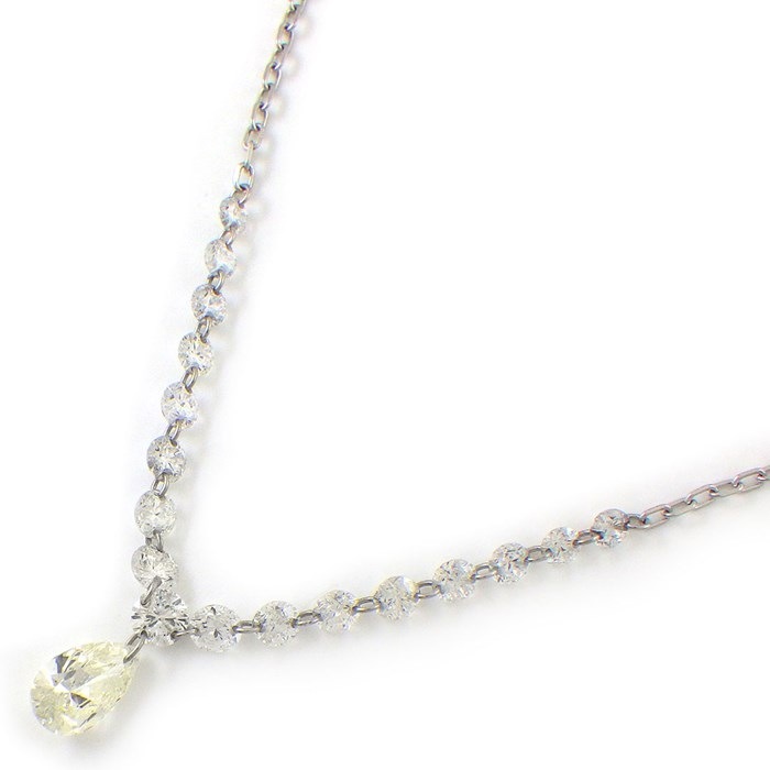 ダイヤ 1.00ct ブリオレットカット ネックレス K18WG【中古】GENJ ブリオレッドカット✴︎1.00ct!! K18YG 天然ブラックダイヤネックレス