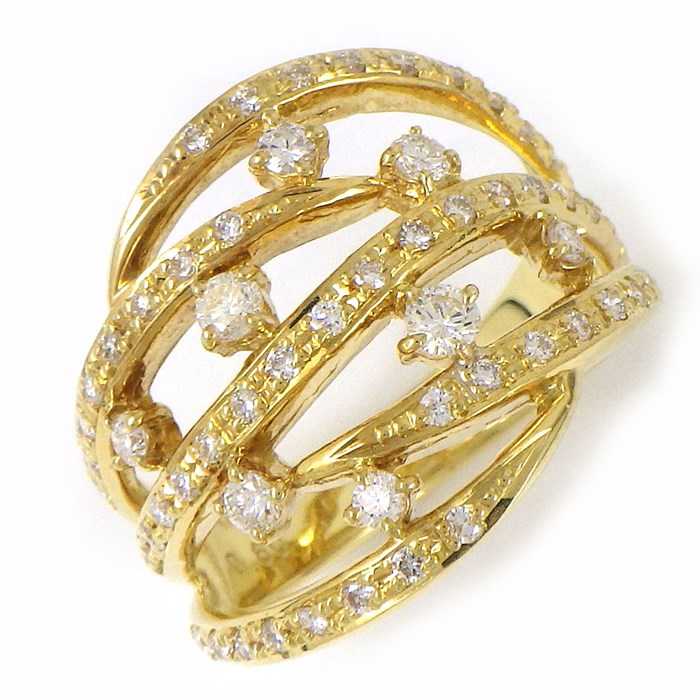 【ダイヤモンド】 リング パヴェ ダイヤモンド 計0.60ct K18YG 12号 【中古】