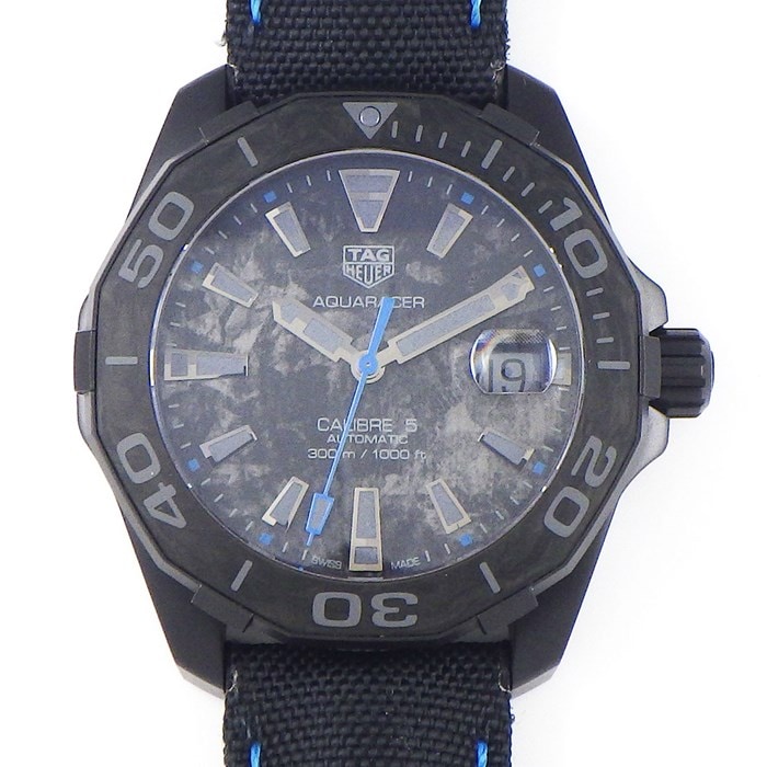 タグ・ホイヤー TAG Heuer 腕時計 アクアレーサー WBD218C.FC6447 750本限定 ブラック文字盤 黒 回転ベゼル カーボン チタン ナイロンベルト 自動巻き 【箱・保付き】