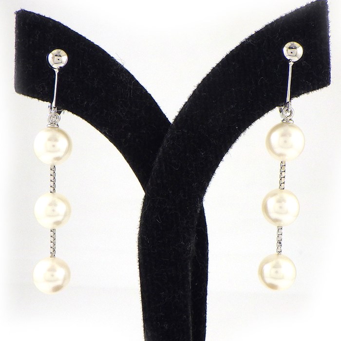 TASAKI イヤリング ドロップ スウィング パール 6.7mm珠 K18WG 【中古】