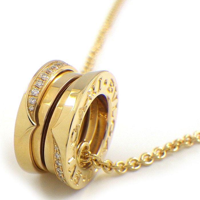 ブルガリ BVLGARI ネックレス B-zero1 ビーゼロワン 359386 ロゴ デミパヴェ エッジ ダイヤモンド 計0.14ct K18YG 【箱・保付き】 【中古】
