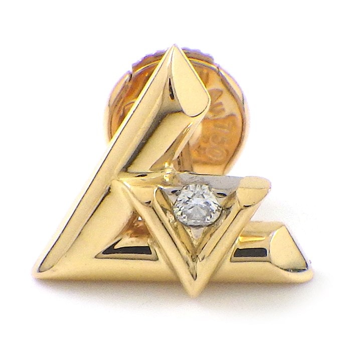 ルイ・ヴィトン LOUIS VUITTON ピアス ピュス LV ヴォルト ワン Q96969 モノグラム ロゴ ダイヤモンド 0.02ct K18YG ※片方のみ 【中古】