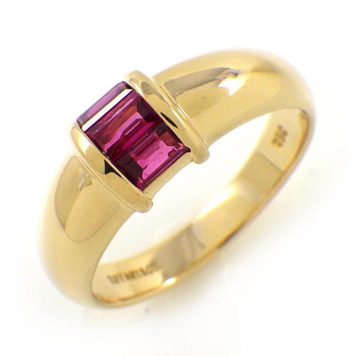 ティファニー Tiffany & Co. リング スタッキング 3ポイント バゲットカット ルビー K18YG 13号 【中古】