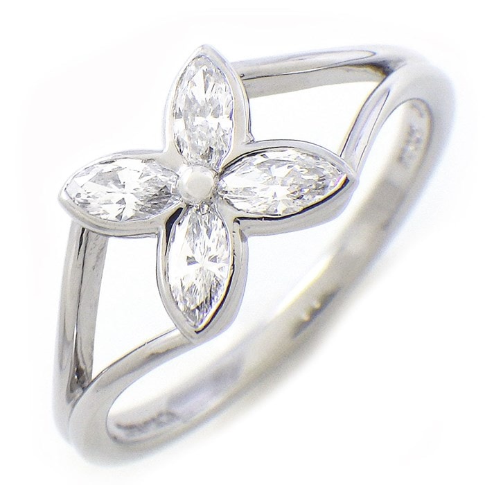 ティファニー Tiffany & Co. リング ビクトリア リーフ フラワー 4ポイント マーキスカット ダイヤモンド PT950 10号 【中古】
