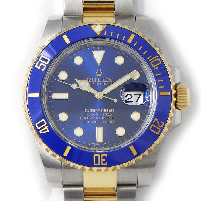 ロレックス Rolex 腕時計 サブマリーナ 116613LB ルーレット刻印 ランダムシリアル ブルーサンレイ文字盤 夜光インデックス デイト 回転ベゼル オイスタースチール SS K18YG 自動巻き 【箱・保付き】 【中古】
