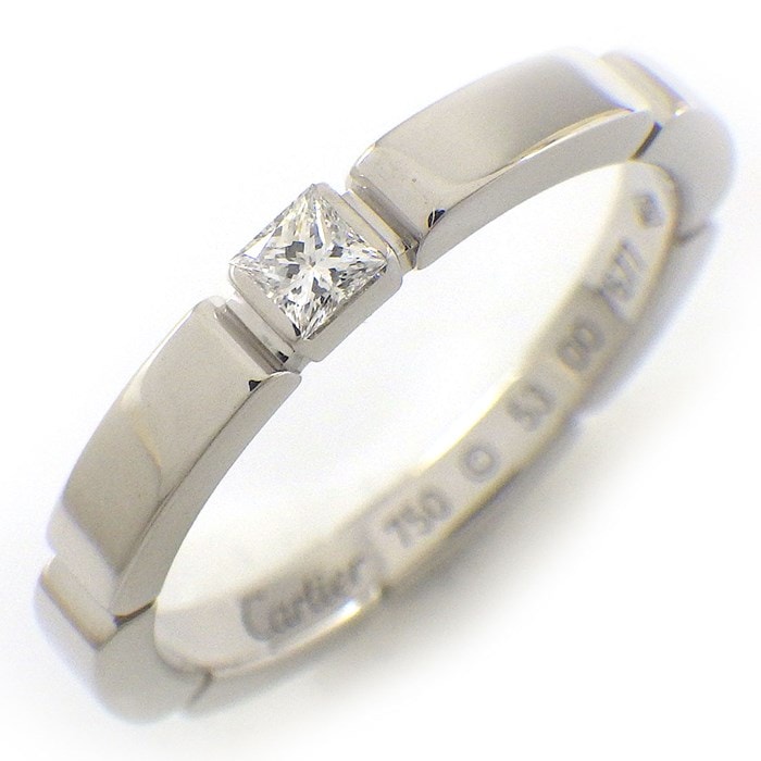 カルティエ Cartier リング マイヨン パンテール 1ポイント プリンセスカット ダイヤモンド K18WG 13号 / #53 【中古】