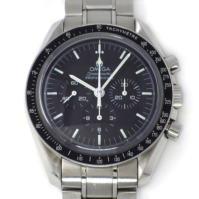 オメガ OMEGA 腕時計 スピードマスター ムーンウォッチ 3573.50.00 クロノグラフ タキメーター 夜光インデックス/針 スモールセコンド 裏スケ ブラック文字盤 黒 SS 手巻き 【箱・保付き】 【中古】