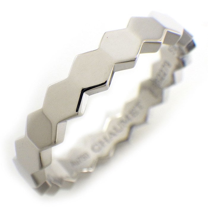 ショーメ Chaumet リング ビーマイ ラブ ハニカム 83358 幅4ｍｍモデル 1ポイント ダイヤモンド 0.01ct K18WG 18号 / #58 【箱・保付き】 【中古】