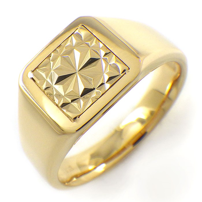 リング スクエア ファセット K18YG 15号