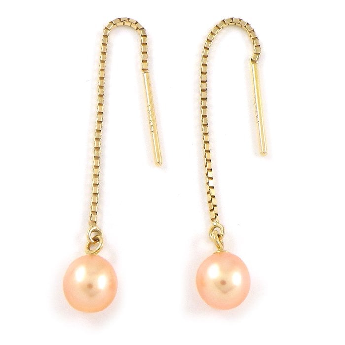 タサキ 田崎真珠 TASAKI ピアス スウィング ドロップ パール 4.0mm珠 K18YG 【中古】