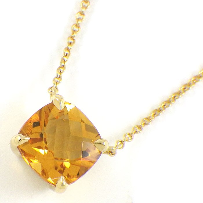 ティファニー Tiffany & Co. ネックレス スパークラー スクエア クッション シトリン K18YG 【中古】