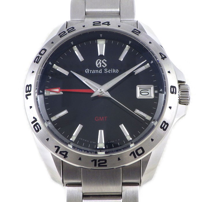 グランドセイコー Grand Seiko 腕時計 スポーツ SBGN005/9F86-0AB0 GMT デイト 夜光インデックス/針 サンレイ ネイビー文字盤 SS クオーツアナログ 【箱・保付き】 【中古】