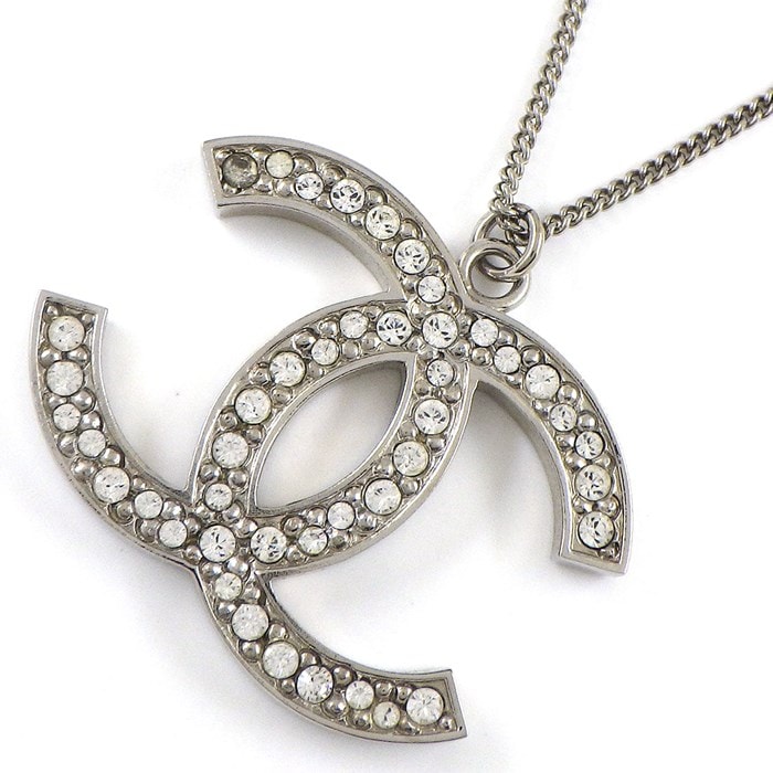 シャネル CHANEL ネックレス ココマーク 2012年製 パヴェ 両面 ラインストーン メタル 【中古】