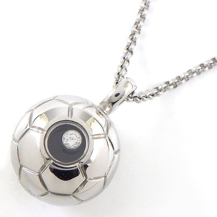 ショパール Chopard ネックレス ハッピーダイヤモンド サッカーボール 79/4656 2002年 ワールドカップ 記念 限定モデル ムービング 1ポイント ダイヤモンド K18WG 【中古】
