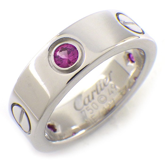 カルティエ Cartier リング ラブ 3ポイント ピンク サファイア K18WG 9号 / #49 【中古】