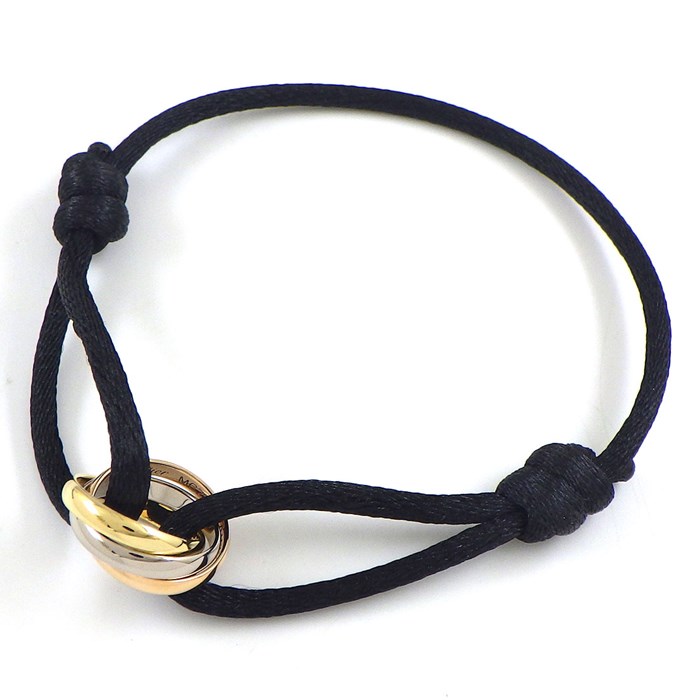 カルティエ Cartier ブレスレット トリニティ スリーカラー ブラックコード K18PG K18WG K18YG 【中古】