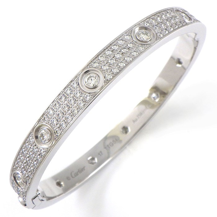 カルティエ Cartier ブレスレット ラブ N6033602 フル パヴェ 216ポイント ダイヤモンド 3.15ct K18WG / #17 【中古】
