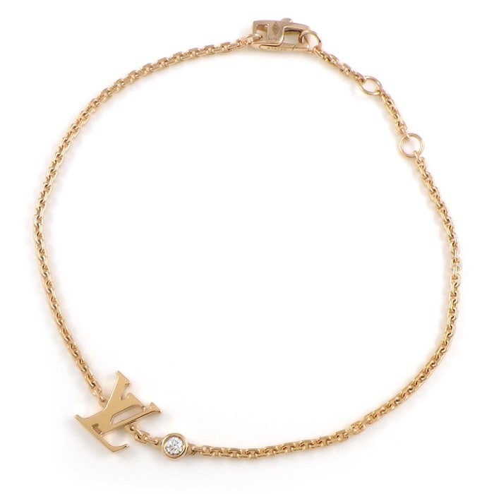 ルイ・ヴィトン LOUIS VUITTON ブレスレット ブラスレ イディール ブロッサム Q95595 LV ロゴ 1ポイント ダイヤモンド 0.03ct K18PG 【中古】