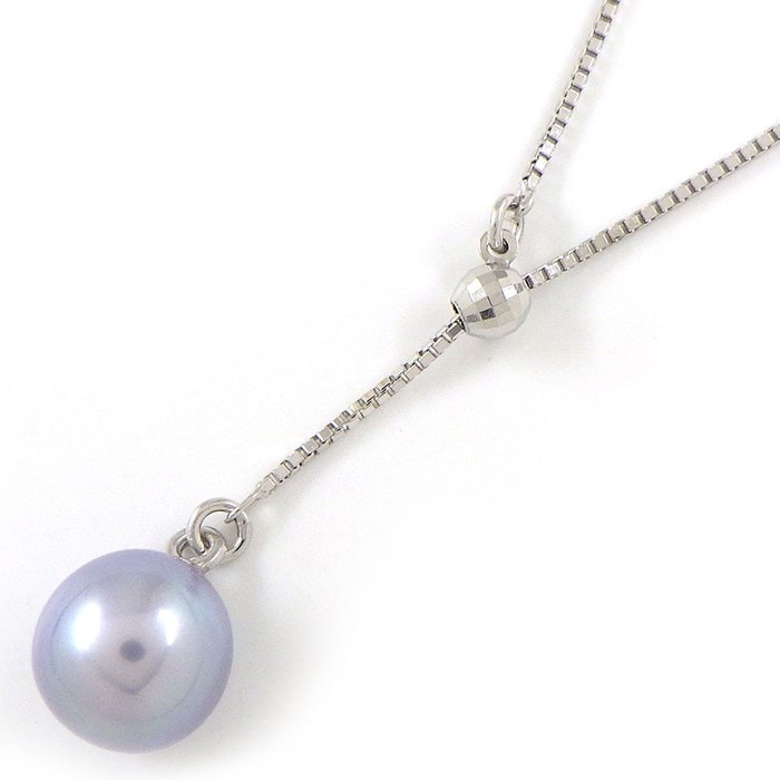 タサキ 田崎真珠 TASAKI ネックレス スウィング ドロップ パール 7.2mm珠 K18WG 【中古】