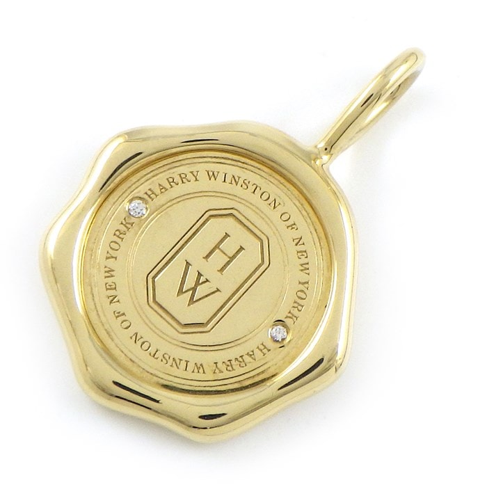 ハリーウィンストン HARRY WINSTON ペンダントトップ シールド バイ ハリーウィンストン CMDYRDCLSLD HWロゴ 2ポイント ダイヤモンド 計0.01ct K18YG 【箱・保付き】 【中古】