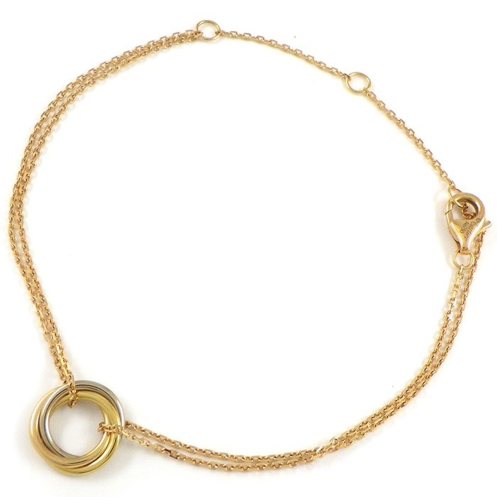 カルティエ Cartier ブレスレット スウィート トリニティ サークル ダブルチェーン スリーカラー K18PG K18WG K18YG 【中古】