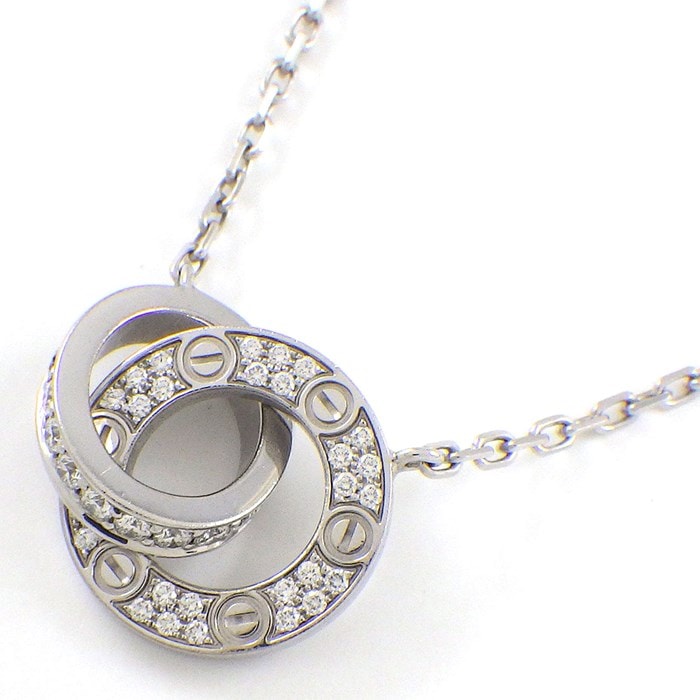 カルティエ Cartier ネックレス ラブ B7216300 サークル パヴェ 48ポイント ダイヤモンド 0.30ct K18WG 【中古】