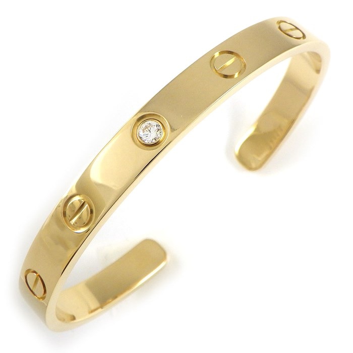 カルティエ Cartier バングル ラブ B6029816 オープン 1ポイント ダイヤモンド 0.10ct K18YG / #16 【中古】