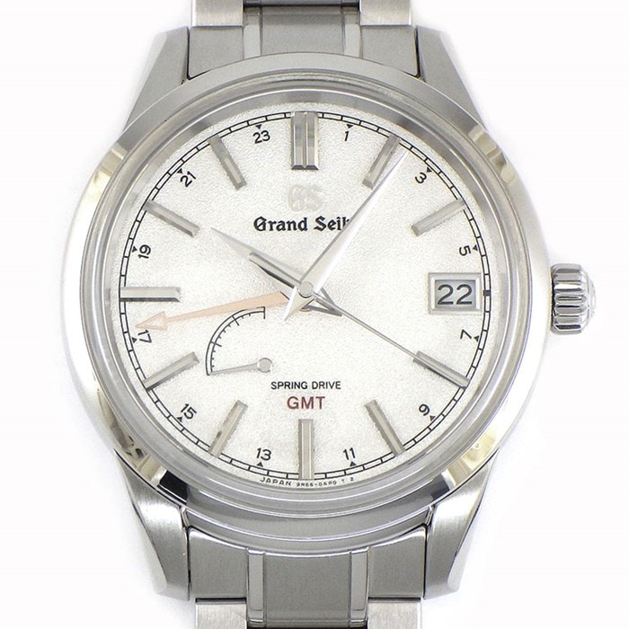 グランドセイコー Grand SEIKO 腕時計 エレガンスコレクション SBGE269/9R66-0AL0 冬至 雪晴れ シルバー文字盤 サンドブラスト仕上げ デイト 裏スケ GMT パワーリザーブ表示機能 SS スプリングドライブ 【箱・保付き】 【中古】