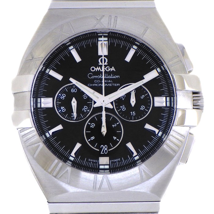 オメガ OMEGA 腕時計 コンステレーション ダブルイーグル 1514.51.00 デイト スモールセコンド クロノグラフ 夜光針・インデックス 裏スケルトン ブラック文字盤 ローマ数字ベゼル SS 自動巻き 【箱・保付き】 【中古】