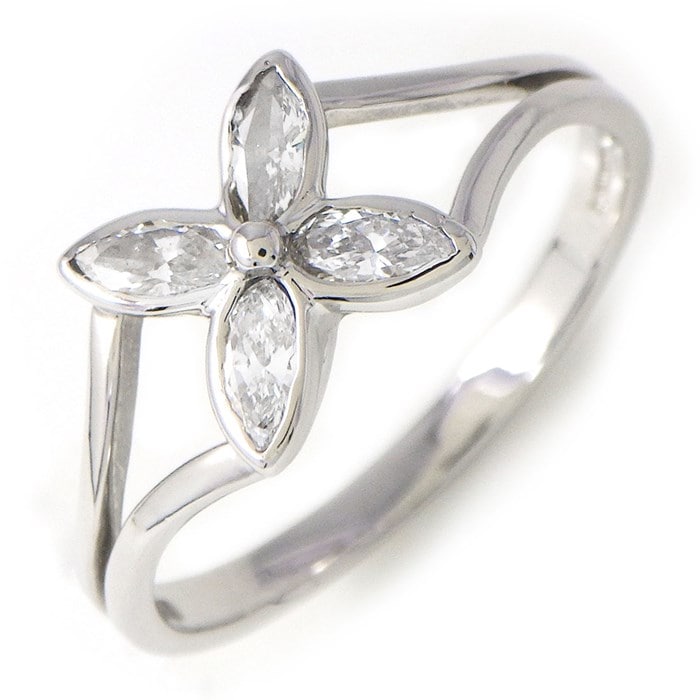 ティファニー Tiffany & Co. リング ビクトリア リーフ フラワー 4ポイント マーキスカット ダイヤモンド PT950 12.5号 【中古】