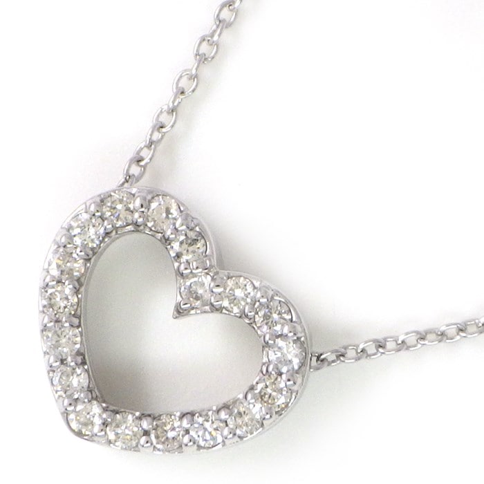 ポンテヴェキオ Ponte Vecchio ネックレス ハートモチーフ パヴェ ダイヤモンド 計0.30ct K18WG 【中古】