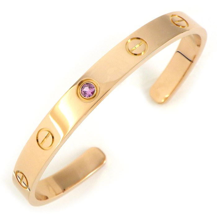 カルティエ Cartier バングル ラブ オープン 1ポイント ピンクサファイア K18PG / #16 【中古】