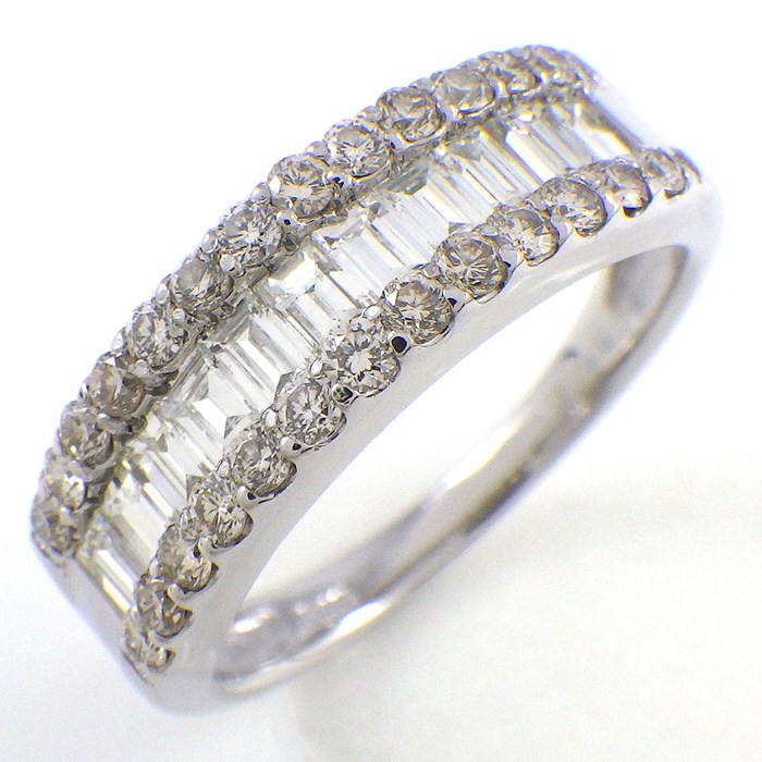 Pt900 11号　 バゲットカットダイヤモンドリング 2種カット◇Pt900*11号*バケットカットダイヤモンドリング*贅沢